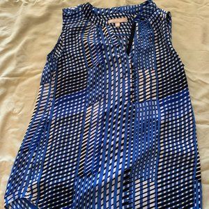 Banana Republic Blouse Womens Size XS Blue Black White Colors Shirt
